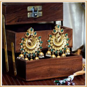 Golden Peacock Kundan Chandbalis