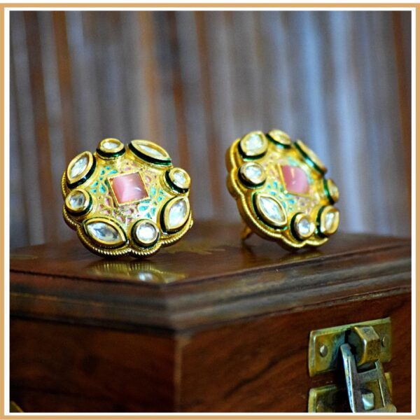 Meenakari Kundan Flower Studs