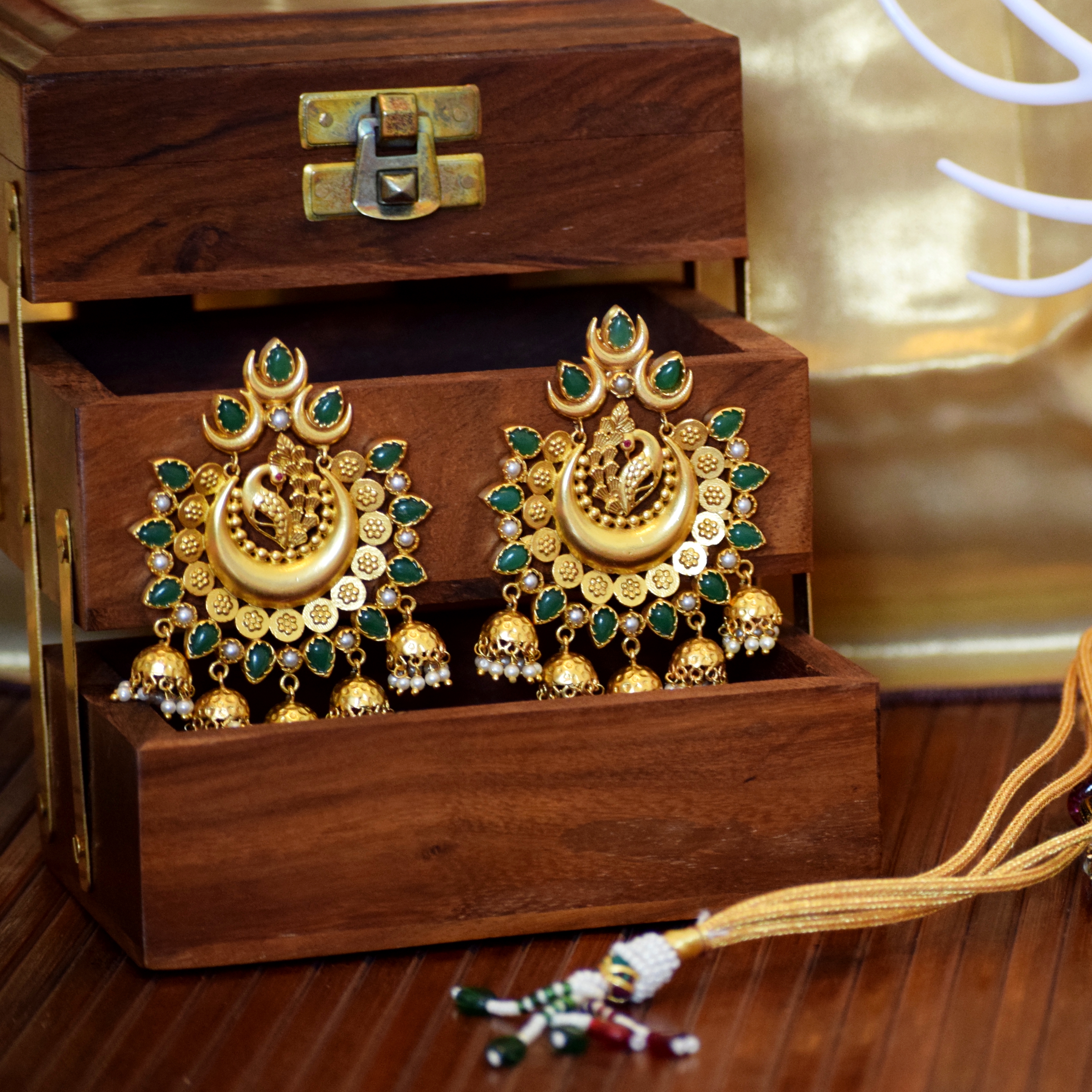 Chaandbaali & Jhumki Combo Style Temple Earrings