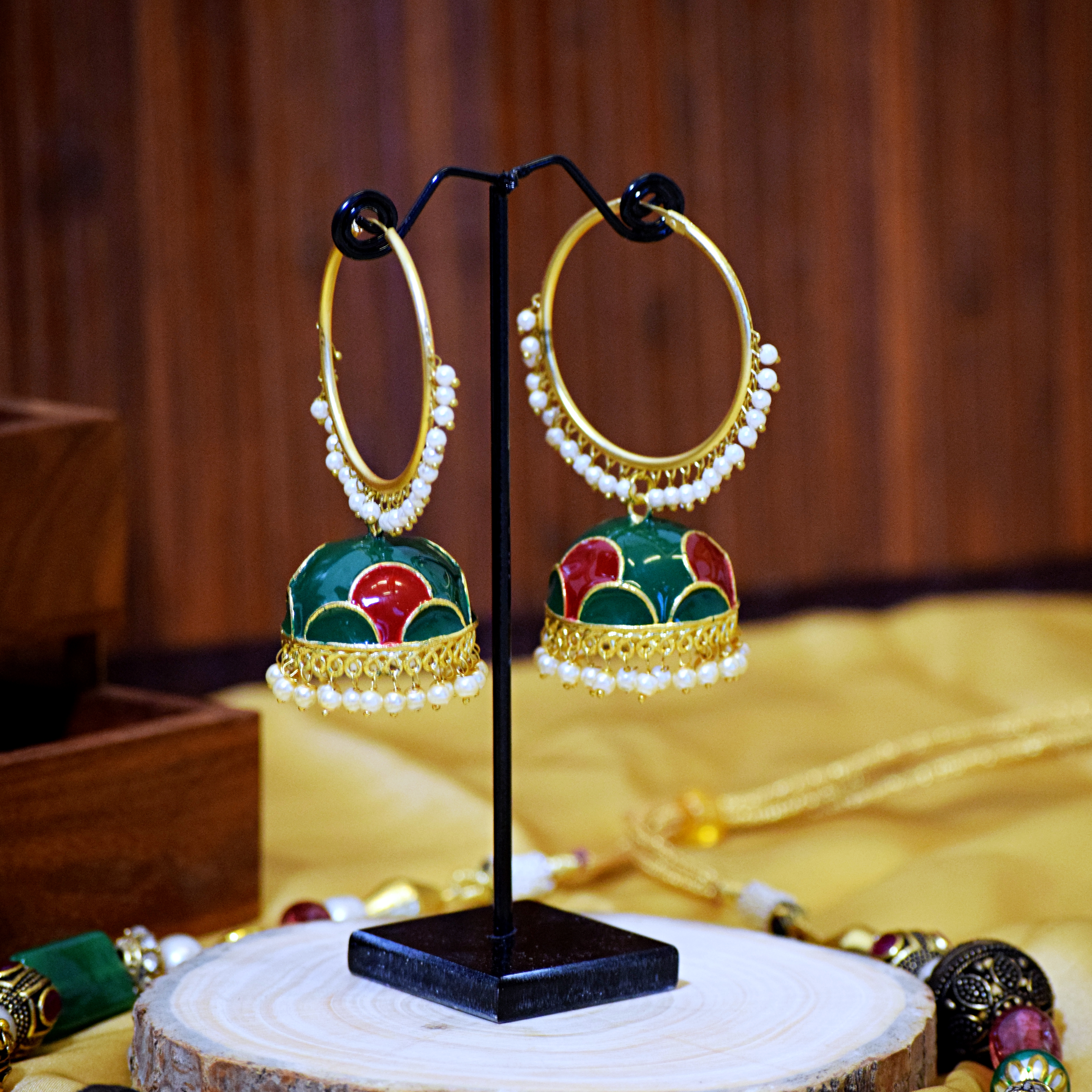 Meena Handpainted Jhumki