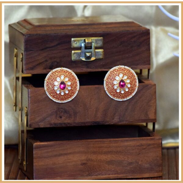 Royal Gold Enamel Kundan Studs