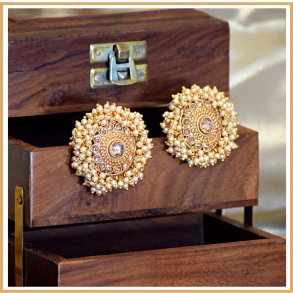 Royal Kundan Pearl Burst Earrings