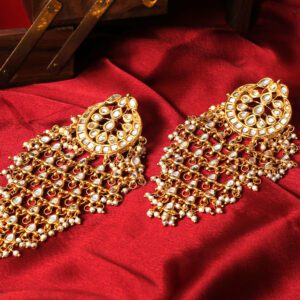 Antique Gold Kundan Chandbali Earrings