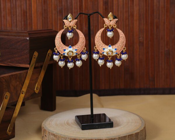 Kundan Pearl Chandbali Earrings