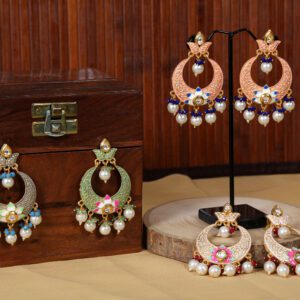 Kundan Pearl Chandbali Earrings