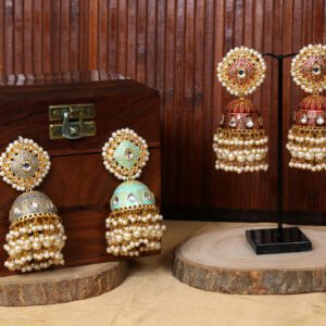 Royal Meenakari Pearl Jhumkas