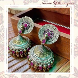 Silver Peacock  Jhumkas