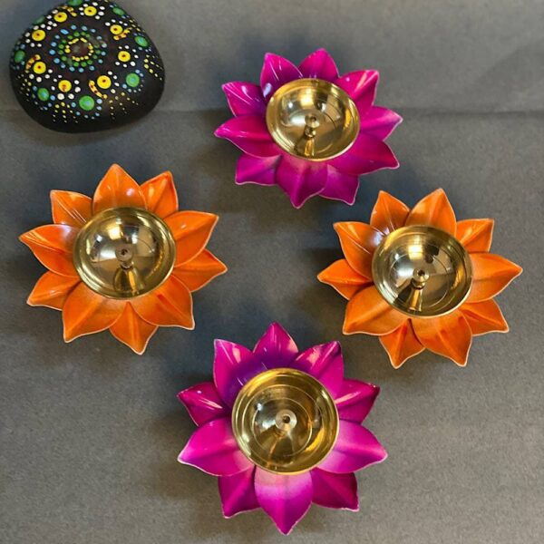 Colorful Lotus Akhand Jyot (Set of 4)