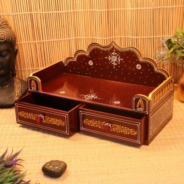 Handcrafted Wooden Brown Singhasan