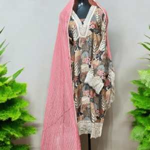 Pakistani Print Suit with Lace