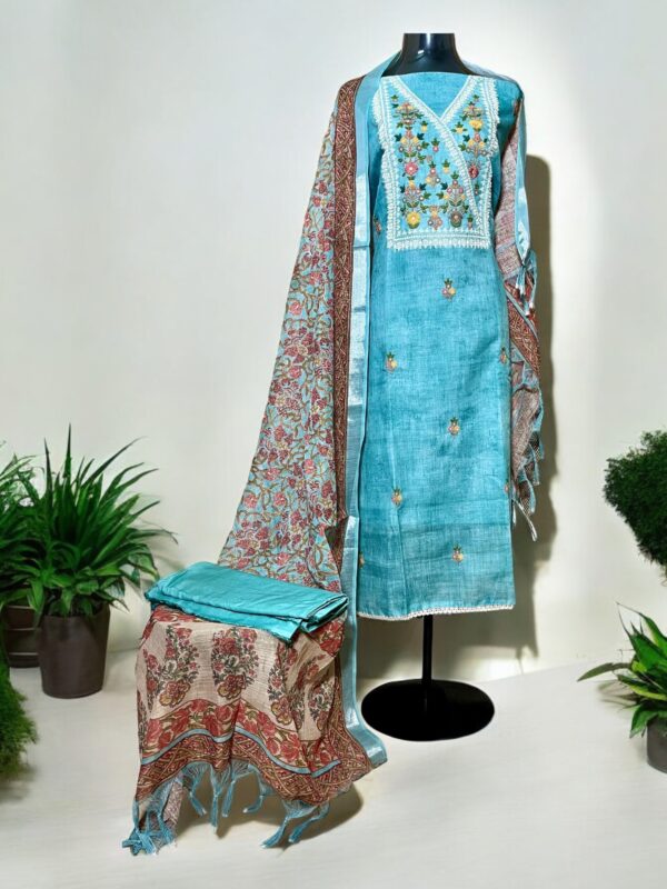 Linen Cotton Embroidery Suit