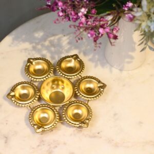 Metal Urli with 6 Diyas