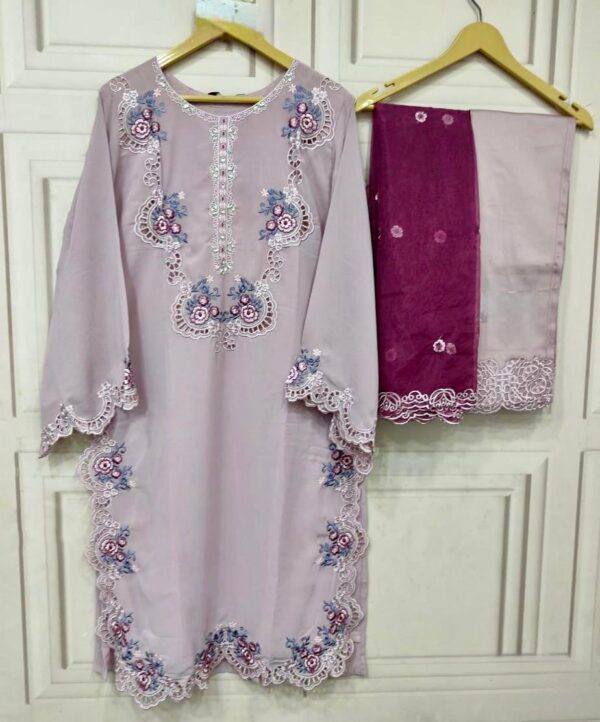 Crimson Elegance Embroidered Tunic Set