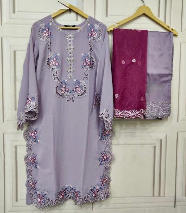 Crimson Elegance Embroidered Tunic Set